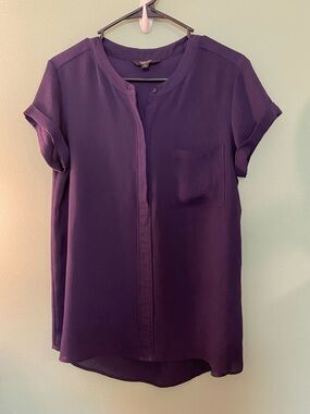 Simply Vera Vera Wang Women’s Purple Short-Sleeve Button Front Top